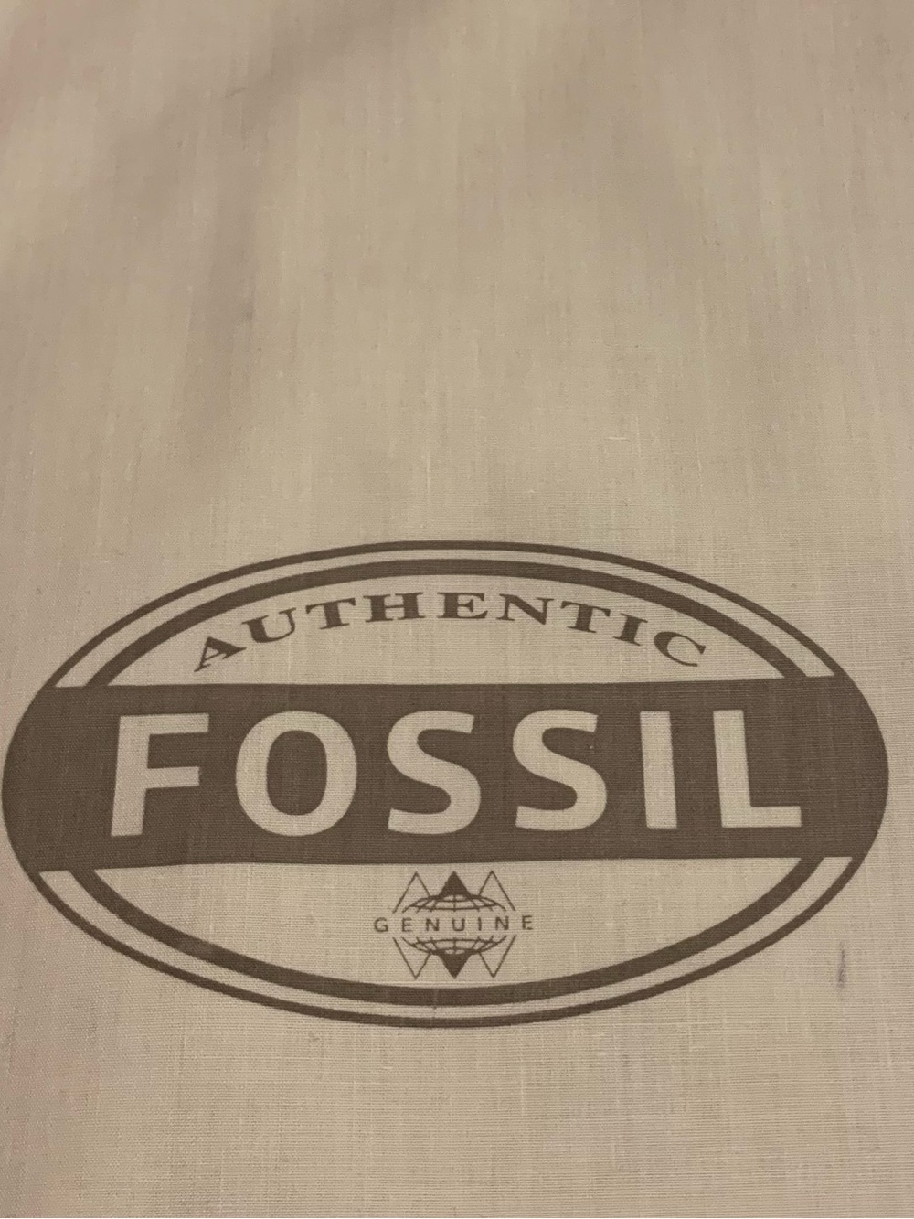 FOSSIL tan oversized drawstring dust bag VVGUC